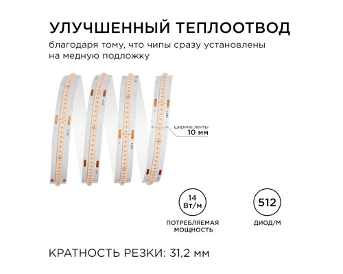 Светодиодная лента Apeyron 14W/m 512LED/m COB фиолетовый 2M 206ОО Светодиодная лента Apeyron 14W/m 512LED/m COB фиолетовый 2M 206ОО
