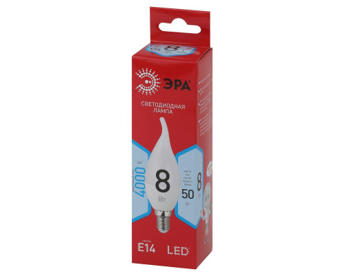 Лампа светодиодная ЭРА E14 8W 4000K матовая LED BXS-8W-840-E14 R Б0051848 Лампа светодиодная ЭРА E14 8W 4000K матовая LED BXS-8W-840-E14 R Б0051848