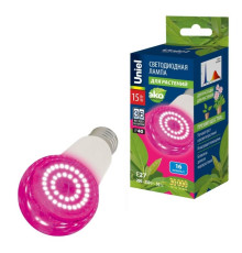 Лампа светодиодная для растений Uniel E27 15W прозрачная LED-A60-15W/SPSB/E27/CL PLP30WH UL-00010107