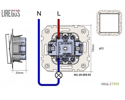 Выключатель одноклавишный Liregus Epsilon антрацит 28-1147