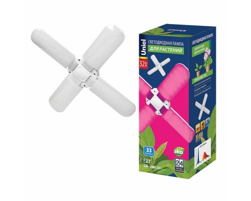 Лампа светодиодная для растений Uniel E27 32W матовая LED-P65-32W/SPSB/E27/FR/P4 PLP32WH UL-00007408 Лампа светодиодная для растений Uniel E27 32W матовая LED-P65-32W/SPSB/E27/FR/P4 PLP32WH UL-00007408