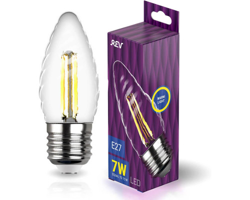 Лампа светодиодная филаментная REV TC37 E27 7W 2700К теплый свет свеча на ветру 32427 0 Лампа светодиодная филаментная REV TC37 E27 7W 2700К теплый свет свеча на ветру 32427 0