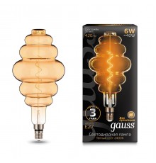 Лампа светодиодная филаментная Gauss E27 6W 2400K золотая 158802006