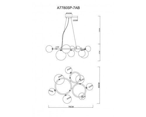 Подвесная люстра Arte Lamp Albus A7780SP-7AB Подвесная люстра Arte Lamp Albus A7780SP-7AB