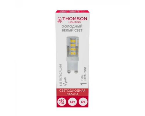 Лампа светодиодная Thomson G9 5W 6500K прозрачная TH-B4241 Лампа светодиодная Thomson G9 5W 6500K прозрачная TH-B4241
