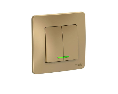 Выключатель двухклавишный Systeme Electric Blanca 10A 250V с подсветкой титан BLNVS010514 Выключатель двухклавишный Systeme Electric Blanca 10A 250V с подсветкой титан BLNVS010514