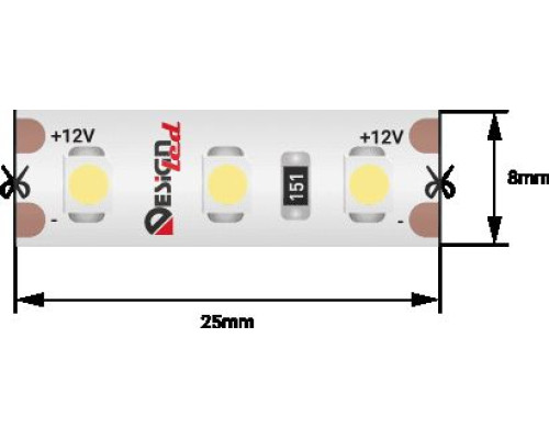 Светодиодная влагозащищенная лента DesignLed 9,6W/m 120LED/m 3528SMD холодный белый 5M 002765 Светодиодная влагозащищенная лента DesignLed 9,6W/m 120LED/m 3528SMD холодный белый 5M 002765