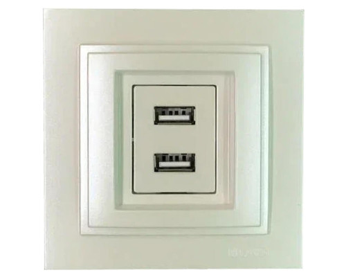 Розетка 2-а USB-зарядка Mono Electric Despina 250V жемчуг 102-252505-178 Розетка 2-а USB-зарядка Mono Electric Despina 250V жемчуг 102-252505-178