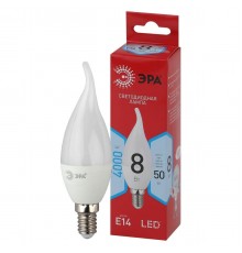Лампа светодиодная ЭРА E14 8W 4000K матовая LED BXS-8W-840-E14 R Б0051848