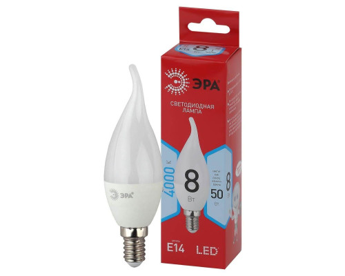 Лампа светодиодная ЭРА E14 8W 4000K матовая LED BXS-8W-840-E14 R Б0051848 Лампа светодиодная ЭРА E14 8W 4000K матовая LED BXS-8W-840-E14 R Б0051848