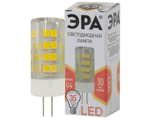 Лампа светодиодная ЭРА G4 3,5W 2700K прозрачная LED JC-3,5W-220V-CER-827-G4 Б0027855