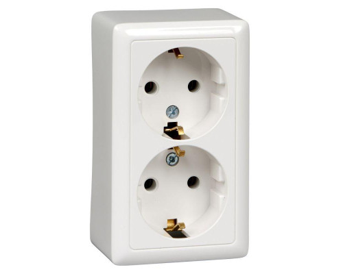 Розетка двойная 2К+З Systeme Electric Хит 16A 250V белая RA16-238-B