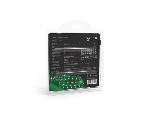 Светодиодная лента Gauss 4,8W/m 60LED/m 2835SMD зеленый 5M 312000605 Светодиодная лента Gauss 4,8W/m 60LED/m 2835SMD зеленый 5M 312000605