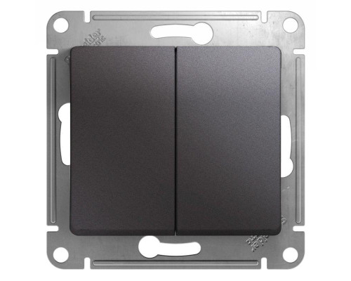 Переключатель двухклавишный проходной Systeme Electric Glossa 10A 250V графит GSL001365 Переключатель двухклавишный проходной Systeme Electric Glossa 10A 250V графит GSL001365