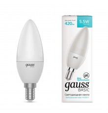 Лампа светодиодная Gauss E14 5,5W 4100К матовая 1033126