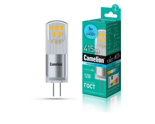 Лампа светодиодная Camelion G4 5W 4500K LED5-G4-JC-NF/845/G4 13750 Лампа светодиодная Camelion G4 5W 4500K LED5-G4-JC-NF/845/G4 13750