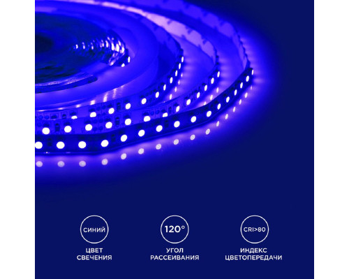 Светодиодная лента Apeyron 9,6W/m 120LED/m 3528SMD синий 5M 00-18 Светодиодная лента Apeyron 9,6W/m 120LED/m 3528SMD синий 5M 00-18