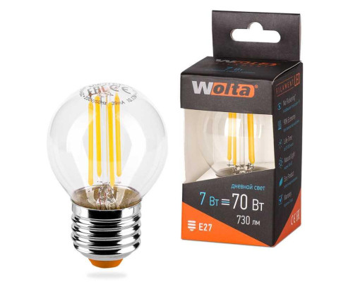Светодиодная лампа WOLTA 25S45GLFT7E27 Светодиодная лампа WOLTA 25S45GLFT7E27