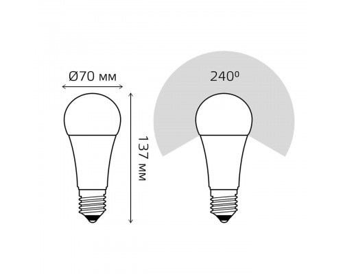 Лампа светодиодная Gauss E27 25W 4100K матовая 73225