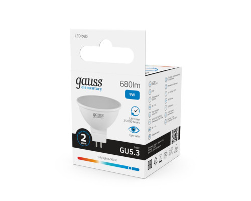 Лампа светодиодная Gauss GU5.3 9W 6500K матовая 13539 Лампа светодиодная Gauss GU5.3 9W 6500K матовая 13539