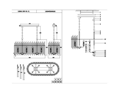 Подвесная люстра Lumien Hall Alte LH3061/8PO-NL-CL