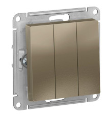 Выключатель трехклавишный Systeme Electric AtlasDesign 10A 250V шампань ATN000531