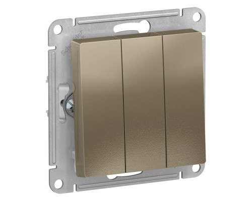Выключатель трехклавишный Systeme Electric AtlasDesign 10A 250V шампань ATN000531 Выключатель трехклавишный Systeme Electric AtlasDesign 10A 250V шампань ATN000531