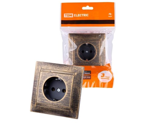 Розетка 2P+PE TDM Electric Лама бронза SQ1815-0764 Розетка 2P+PE TDM Electric Лама бронза SQ1815-0764