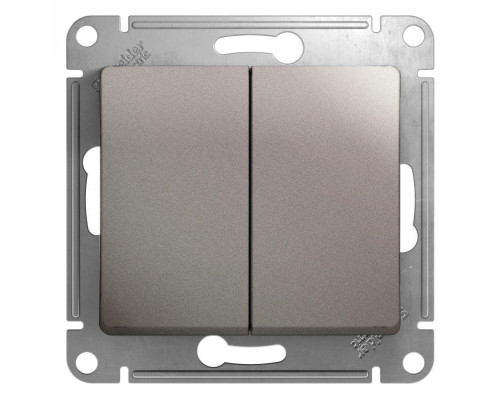Переключатель двухклавишный проходной Systeme Electric Glossa 10A 250V платина GSL001265 Переключатель двухклавишный проходной Systeme Electric Glossa 10A 250V платина GSL001265