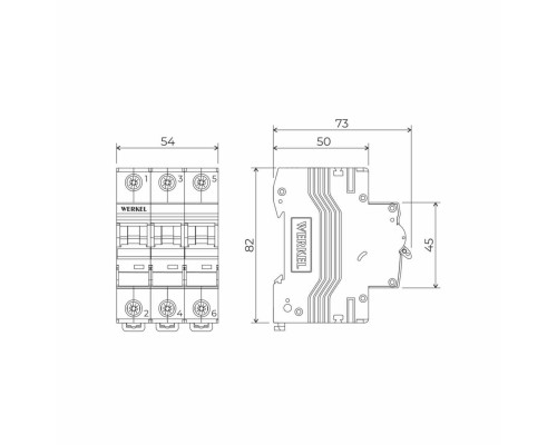 Автоматический выключатель Werkel 3P 63А C 4,5кА W903P634 4690389193026