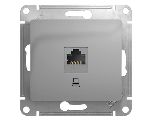 Розетка компьютерная RJ45 Systeme Electric Glossa 5e кат UTP алюминий GSL000381K Розетка компьютерная RJ45 Systeme Electric Glossa 5e кат UTP алюминий GSL000381K