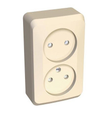 Розетка двойная 2К Systeme Electric Этюд 16A 250V со шторками кремовая PA16-006K