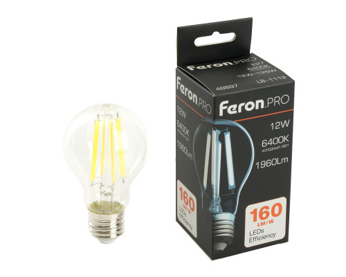 Лампа светодиодная Feron.PRO LB-1112 Шар E27 1960LM 12W 175-265V 6400K 48897 Лампа светодиодная Feron.PRO LB-1112 Шар E27 1960LM 12W 175-265V 6400K 48897
