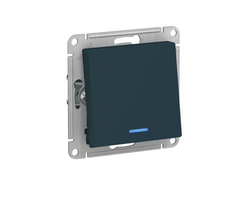 Переключатель одноклавишный проходной Systeme Electric AtlasDesign 10A 250V с подсветкой изумруд ATN000863