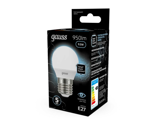 Лампа светодиодная Gauss E27 9.5W 4100K матовая 105102210 Лампа светодиодная Gauss E27 9.5W 4100K матовая 105102210