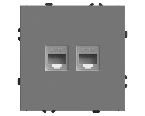 Розетка компьютерная 2-местная RJ-45 (механизм), STEKKER, серия Эмили, RST00-5111-10, платиново-серый, soft touch 49952 Розетка компьютерная 2-местная RJ-45 (механизм), STEKKER, серия Эмили, RST00-5111-10, платиново-серый, soft touch 49952