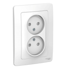 Розетка двойная 2К Systeme Electric Blanca 16A 250V со шторками белая BLNRS000121
