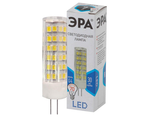 Лампа светодиодная ЭРА G4 7W 4000K прозрачная LED JC-7W-220V-CER-840-G4 Б0027860 Лампа светодиодная ЭРА G4 7W 4000K прозрачная LED JC-7W-220V-CER-840-G4 Б0027860