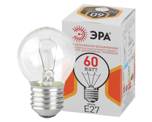 Лампа накаливания ЭРА E27 60W прозрачная ДШ 60-230-E27-CL Б0039139 Лампа накаливания ЭРА E27 60W прозрачная ДШ 60-230-E27-CL Б0039139