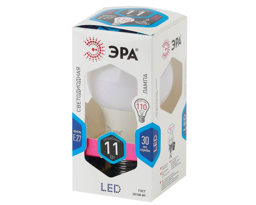 Лампа светодиодная ЭРА E27 11W 4000K матовая LED A60-11W-840-E27 Б0029821