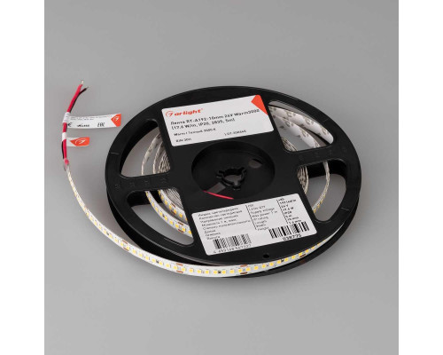 Светодиодная лента Arlight 17,6W/m 192LED/m 2835SMD теплый белый 5M RT-A192-10mm 24V Warm3000 038775 Светодиодная лента Arlight 17,6W/m 192LED/m 2835SMD теплый белый 5M RT-A192-10mm 24V Warm3000 038775