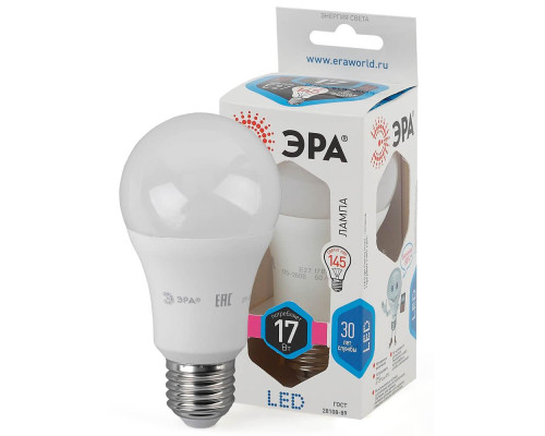Лампа светодиодная ЭРА E27 17W 4000K матовая LED A60-17W-840-E27 Б0031700 Лампа светодиодная ЭРА E27 17W 4000K матовая LED A60-17W-840-E27 Б0031700