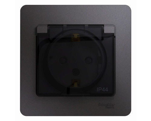 Розетка 2К+З Systeme Electric Glossa 16A 250V со шторками и крышкой графит GSL001348 Розетка 2К+З Systeme Electric Glossa 16A 250V со шторками и крышкой графит GSL001348