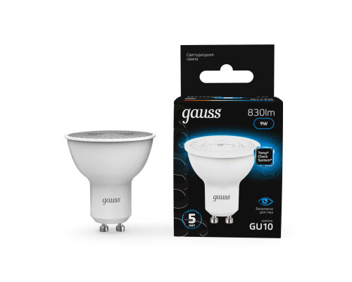 Лампа светодиодная Gauss GU10 9W 6500K матовая 101506309