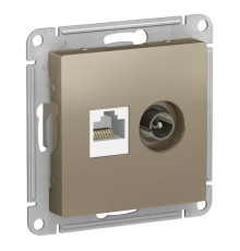 Розетка компьютерная RJ45/TV Systeme Electric AtlasDesign 5e кат UTP шампань ATN000589