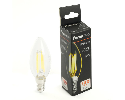 Лампа светодиодная Feron.PRO LB-1208 Свеча E14 1280LM 8W 175-265V 2700K 51247