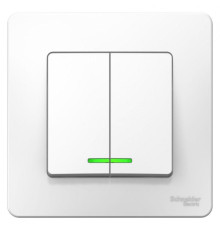Выключатель двухклавишный Systeme Electric Blanca 10A 250V с подсветкой белый BLNVS010511