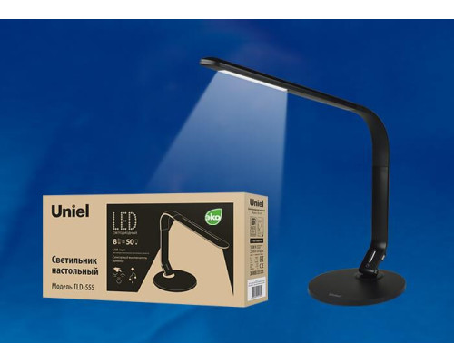 Настольная лампа Uniel TLD-555 Black/LED/500Lm/5500K/Dimmer/USB UL-00003648 Настольная лампа Uniel TLD-555 Black/LED/500Lm/5500K/Dimmer/USB UL-00003648