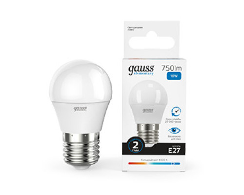 Лампа светодиодная Gauss E27 10W 6500K матовая 53230 Лампа светодиодная Gauss E27 10W 6500K матовая 53230