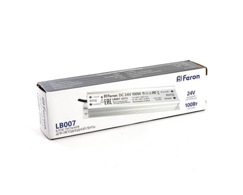 Блок питания для светодиодной ленты Feron LB007 12V 100W IP67 4,1A 48059